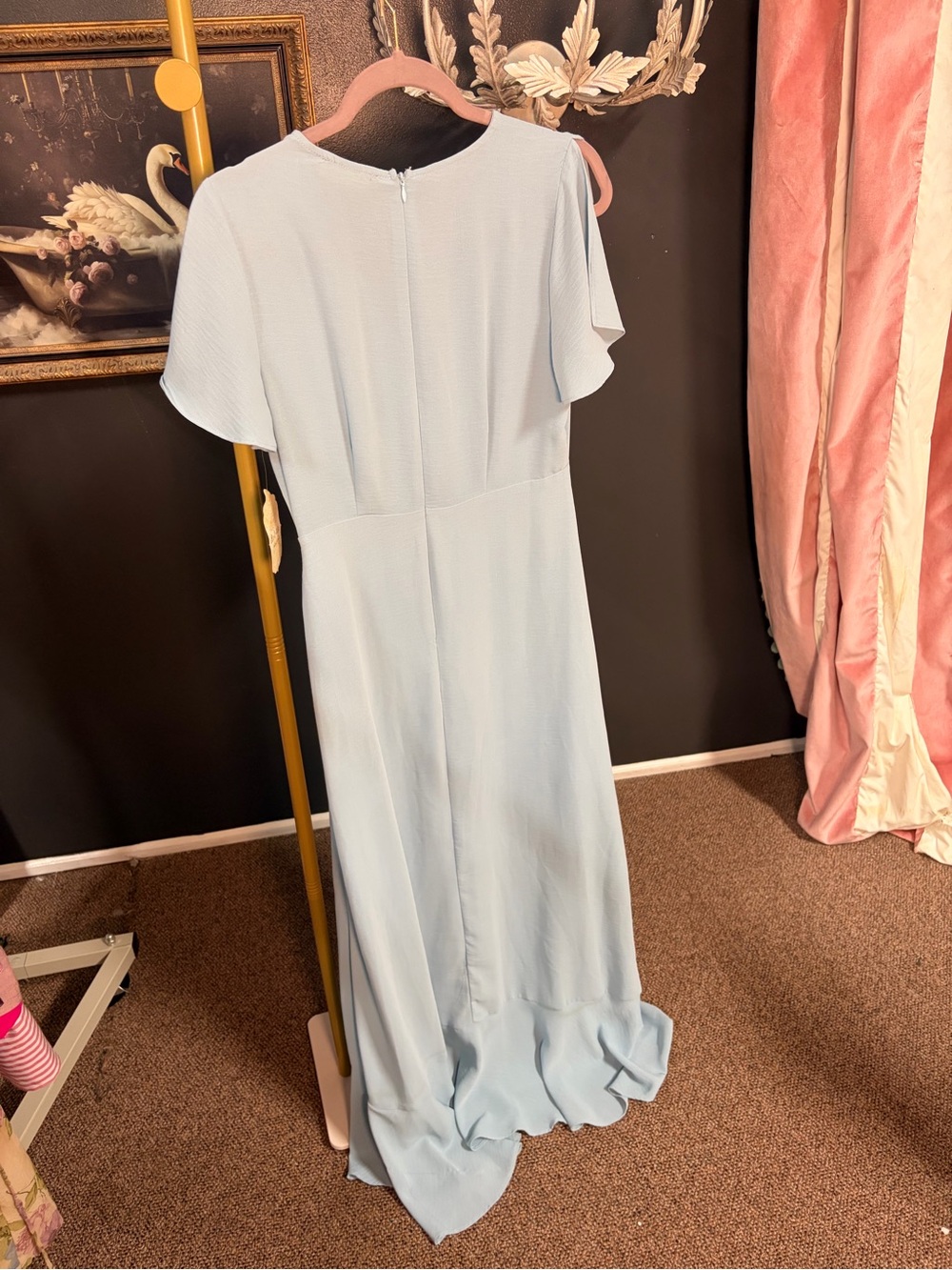 Altar'd State Pale Blue Wrap Maxi Dress with Flutter Sleeves - Picture 5 of 7